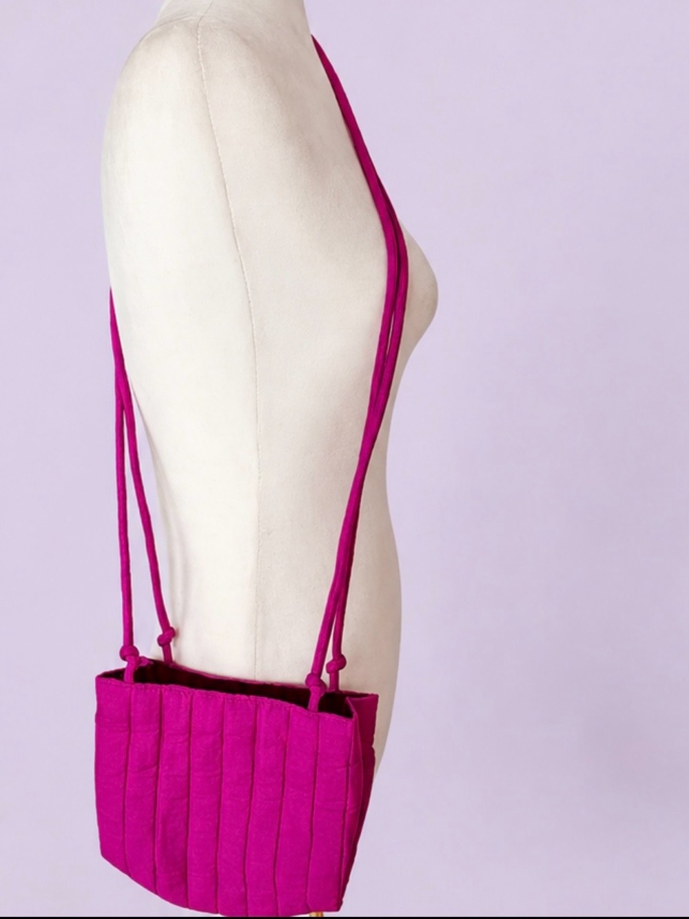 🎁🆕Vintage 70s Fuchsia Pink Thai Silk Crossbody or Hand Bag – Evening • Dopamine